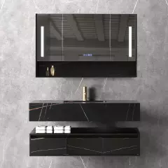 Meuble de salle de bain Noir Madras - 150 cm