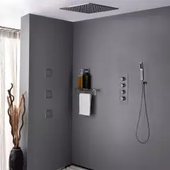 Pack de douche encastré au plafond - Nickel brossé