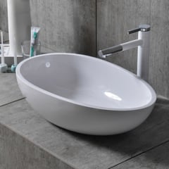Vasque ovale moderne en résine Blanc brillant