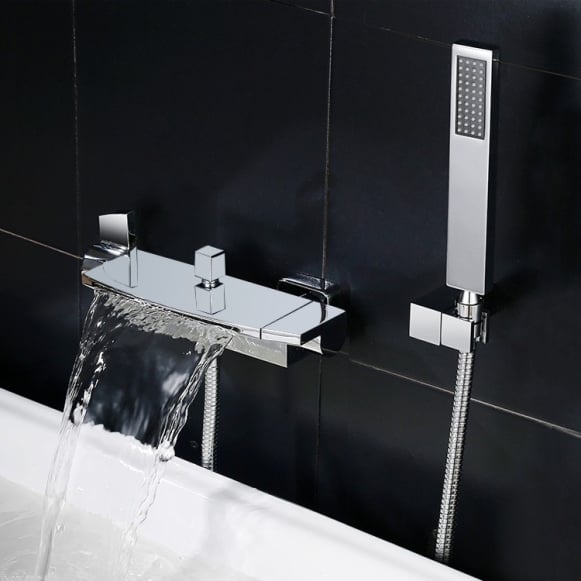 KROOS robinet de baignoire encastré contemporain avec douchette chromé