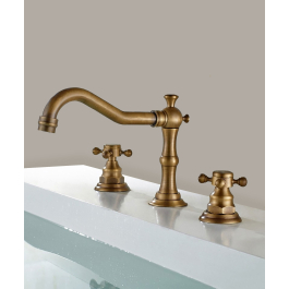 Robinet Lavabo Vintage Mélangeur Lavabo En Laiton Mitigeur De Bain Avec 2 Poignees Dore 98814305