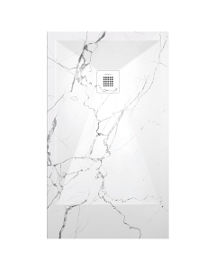 Receveur de douche Marbre Blanc , finition Lisse Stone 3D, grille de couleur