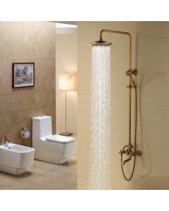 Colonne de douche classique en laiton antique avec bec de bain verseur