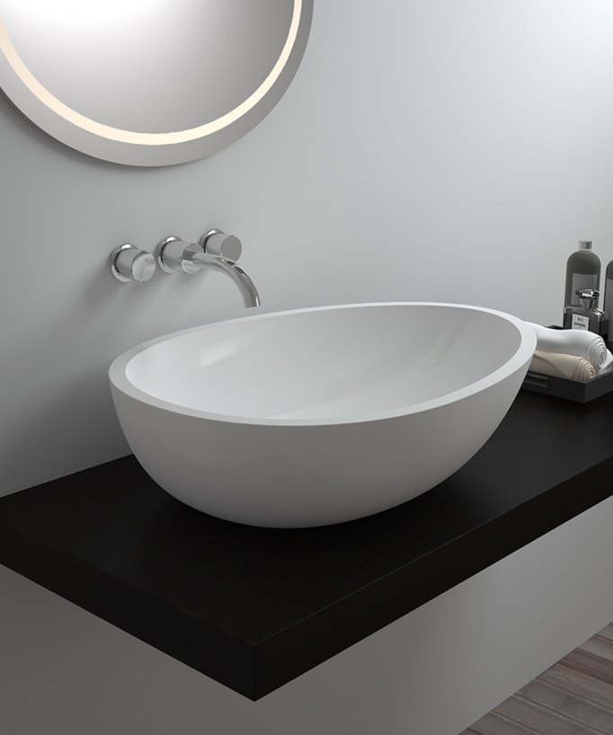 Vasque ovale à poser en solid surface Blanc mat - Nkayi