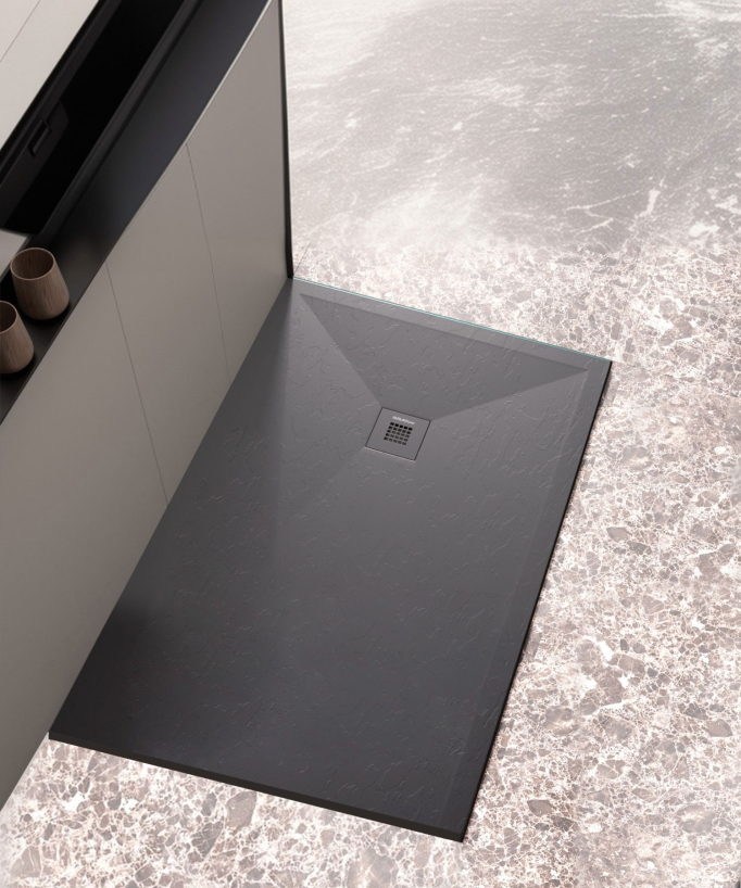 Receveur De Douche Rectangulaire 70x120 Cm Anthracite - Pierre Acrylique Idralite, Neuf