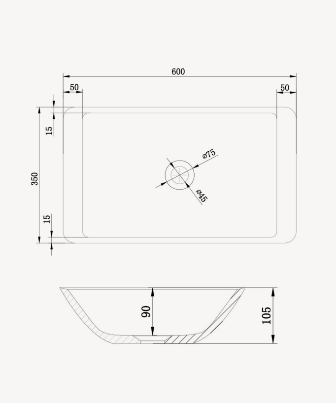 Vasque rectangulaire à poser en solid surface Blanc mat - Niari