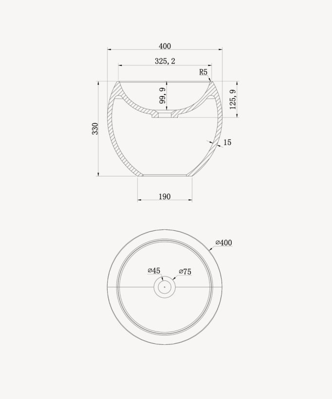 Vasque ronde à poser en solid surface Blanc mat - Bukavu