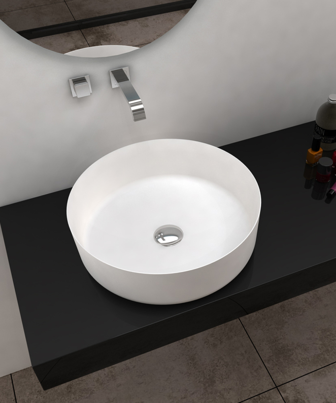 Vasque ronde à poser en solid surface Blanc mat - Uvira