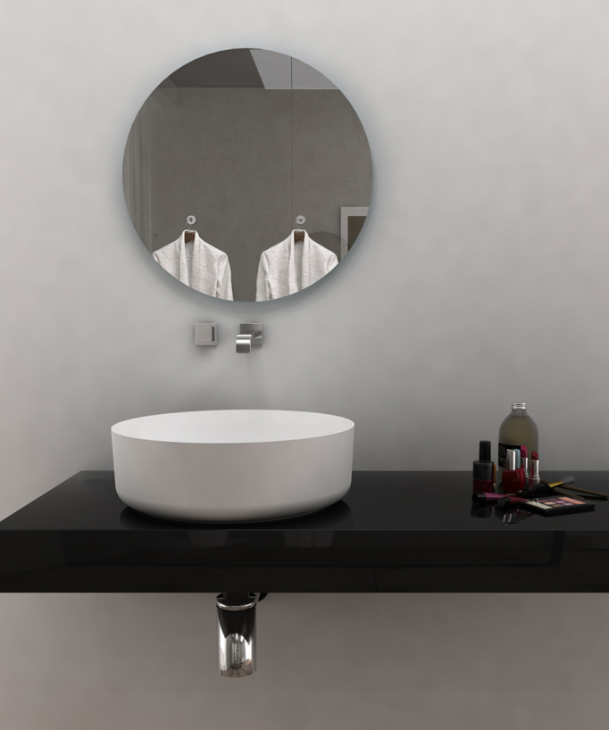 Vasque ronde à poser en solid surface Blanc mat - Uvira