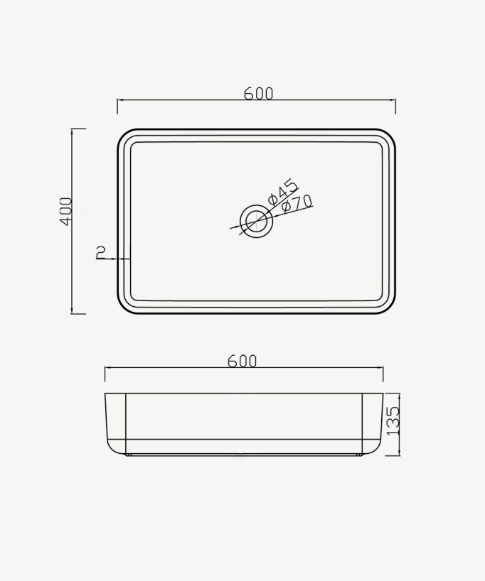 Vasque rectangulaire à poser en solid surface Blanc mat - Kalemie
