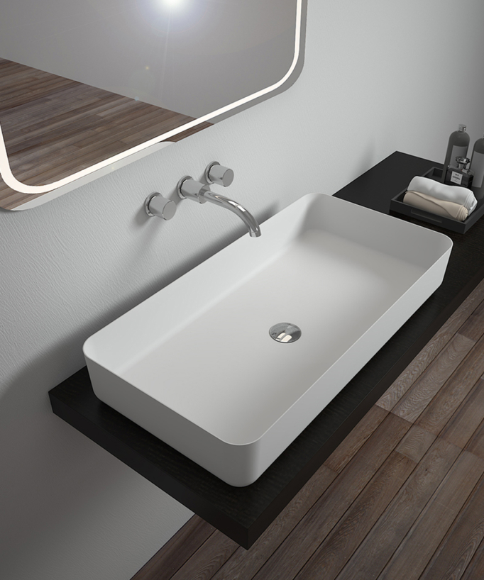 Vasque rectangulaire à poser en solid surface Blanc mat - Mbandaka