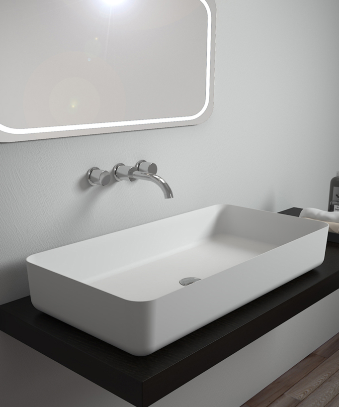 Vasque rectangulaire à poser en solid surface Blanc mat - Mbandaka