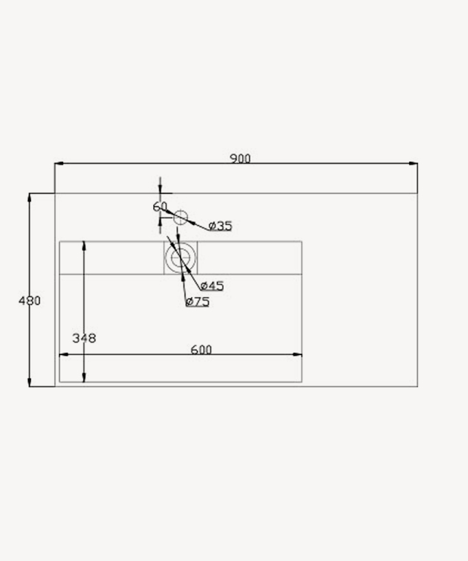 Lavabo rectangulaire suspendu en résine minérale Blanc mat - Bumba
