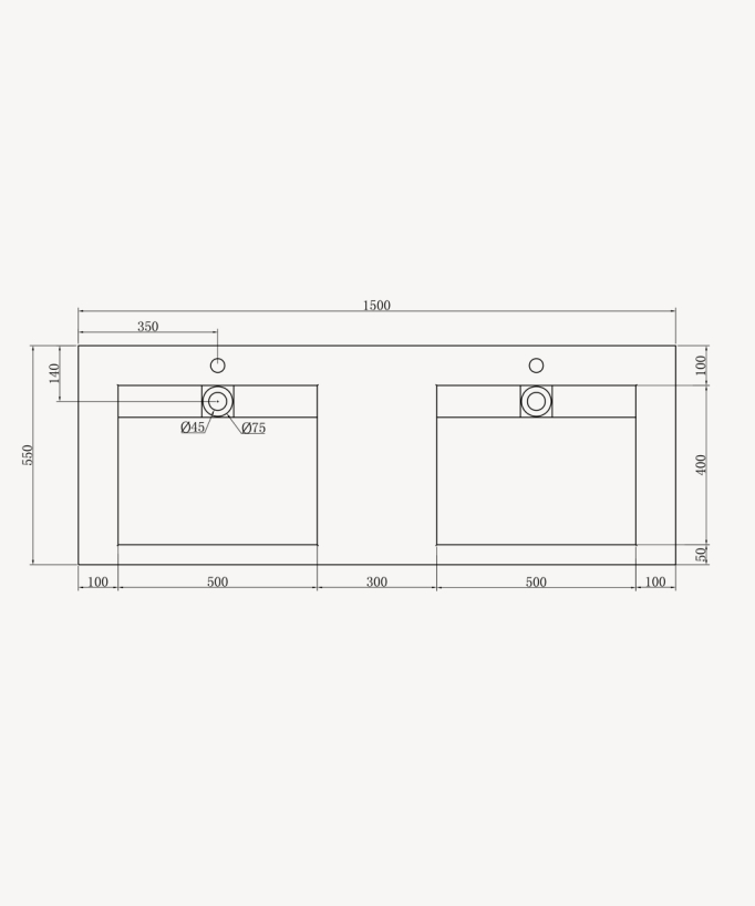 Lavabo rectangulaire suspendu en résine minérale Blanc mat - Maniema