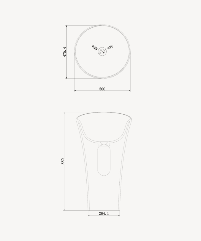 Lavabo totem rond à poser en résine minérale Blanc mat - Oyo