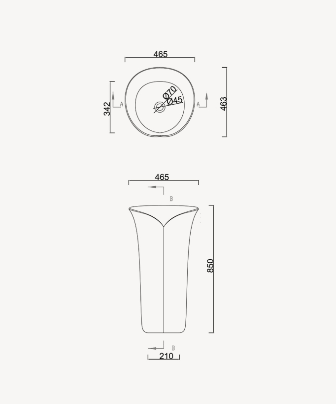 Lavabo totem rond à poser en résine minérale Blanc mat - Pointe-Noire