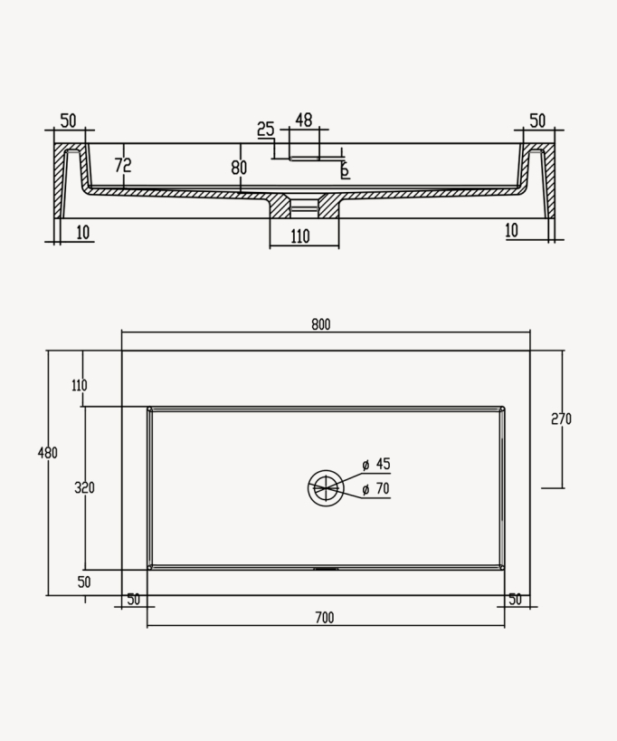 Lavabo rectangulaire suspendu en résine minérale Blanc mat - Beni