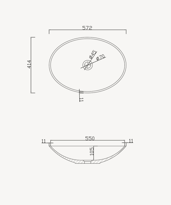 Vasque ovale à poser en solid surface Blanc mat - Kabinda