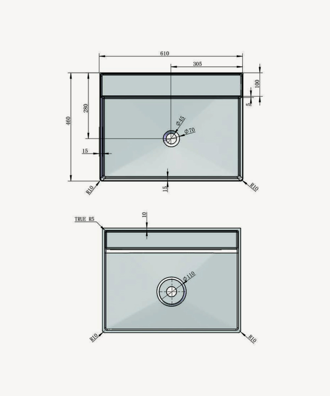 Vasque à poser rectangle en solid surface - Baraka