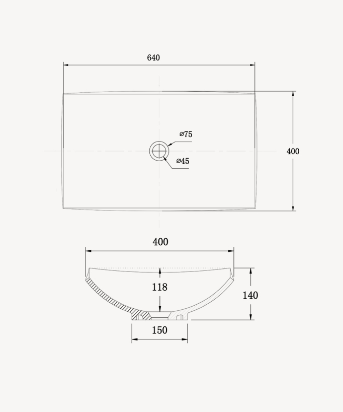 Vasque rectangulaire à poser en solid surface Blanc mat - Kamina