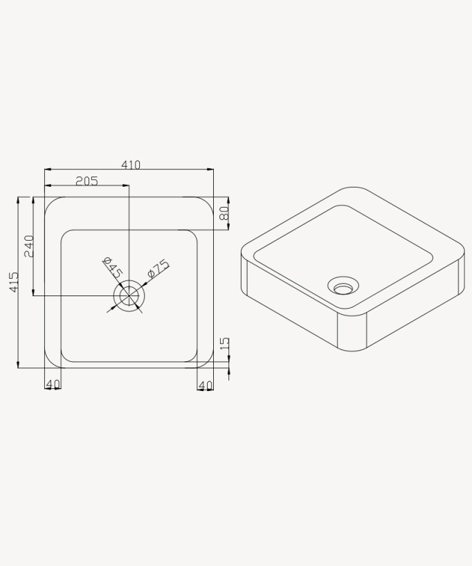 Vasque carrée à poser en solid surface Blanc mat - Luna