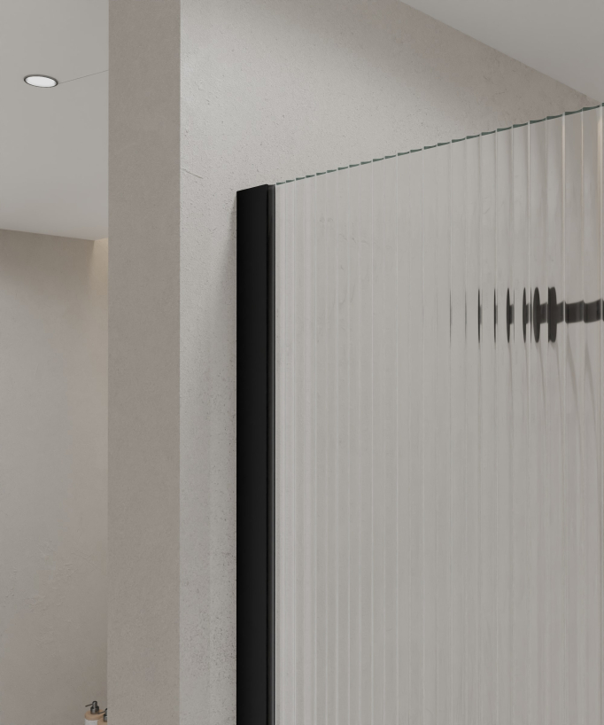Cuba - Paroi de douche avec profilé noir et verre cannelé 