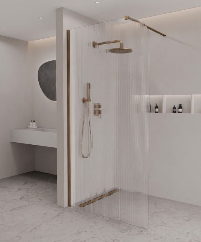 Cuba - Paroi de douche verre cannelé profilé bronze
