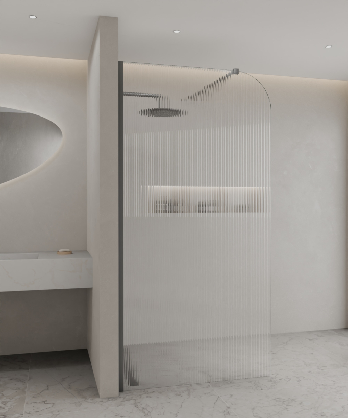 Cuba - Paroi de douche fixe verre cannelé profilé gunmetal