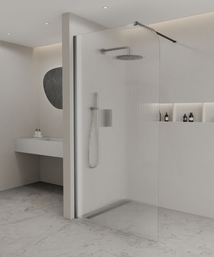 Cuba - Paroi de douche fixe verre cannelé profilé gunmetal
