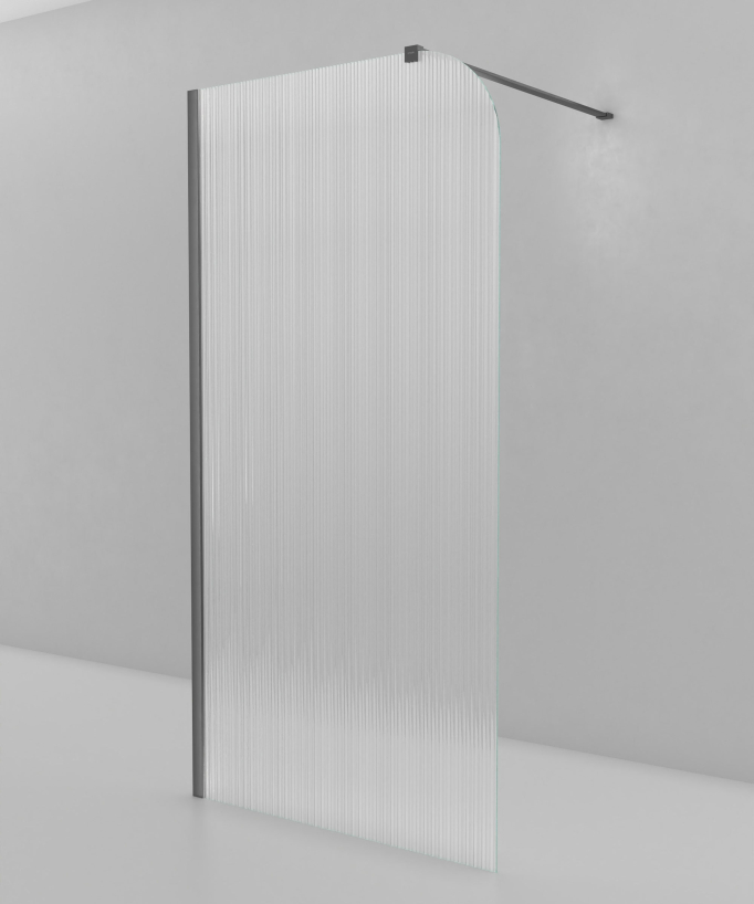 Cuba - Paroi de douche fixe verre cannelé profilé gunmetal