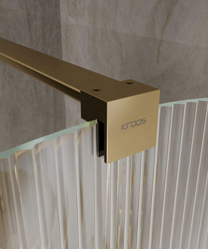 Nisa - Paroi de douche fixe arrondie en verre cannelé bronze