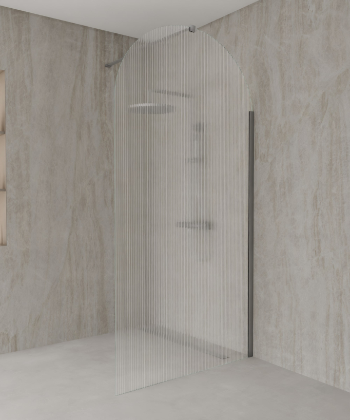 Nisa - Paroi de douche arche verre cannelé, finition gunmetal