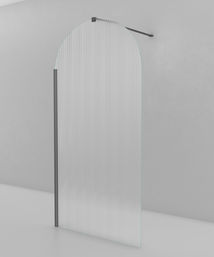 Nisa - Paroi de douche arche verre cannelé, finition gunmetal