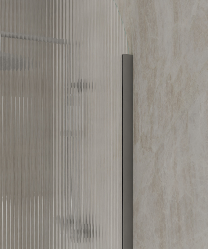 Nisa - Paroi de douche arche verre cannelé, finition gunmetal