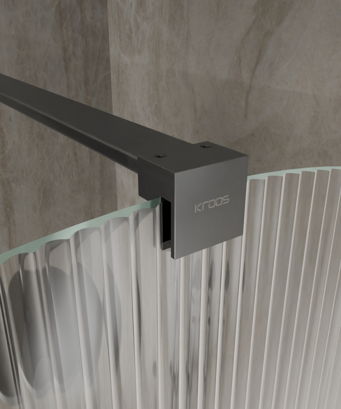 Nisa - Paroi de douche arche verre cannelé, finition gunmetal