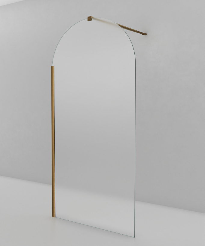 Santana - Paroi de douche fixe arrondie en verre Ice bronze