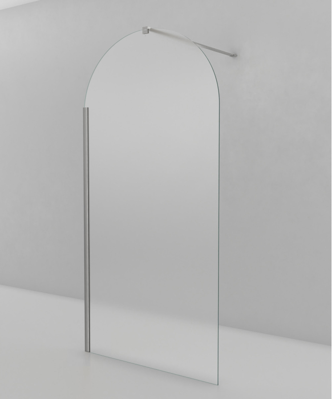 Santana - Paroi de douche fixe arrondie en verre Ice nickel brossé