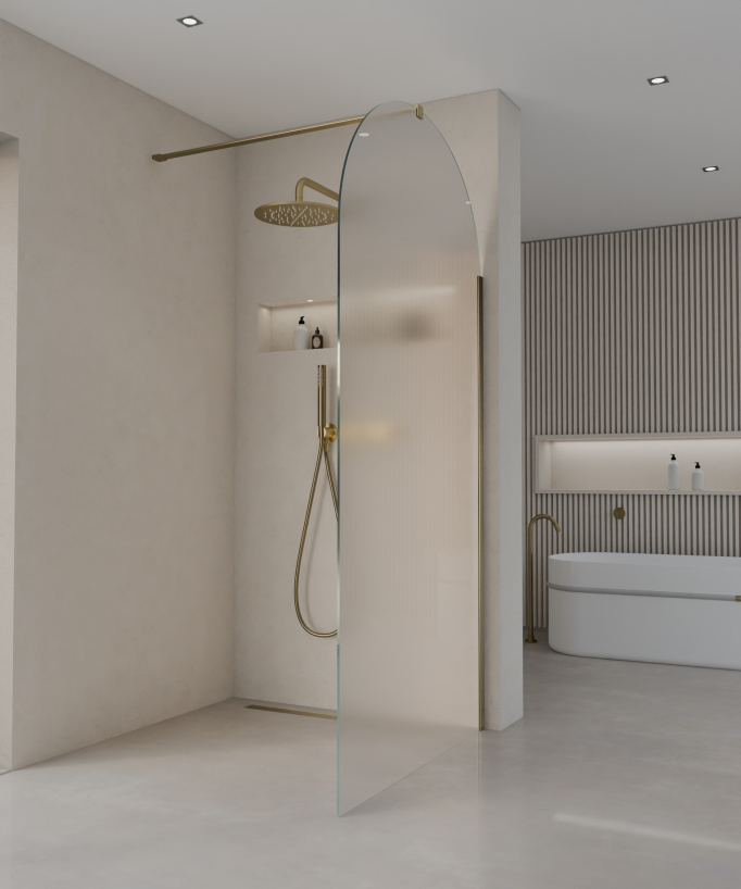 Santana - Paroi de douche design or brossé verre Ice 
