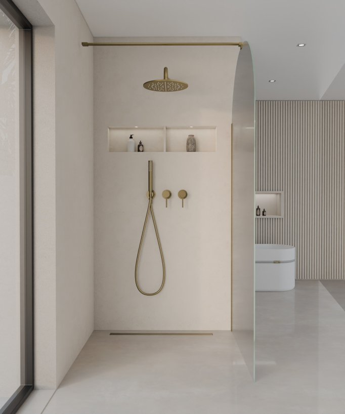 Santana - Paroi de douche design or brossé verre Ice 