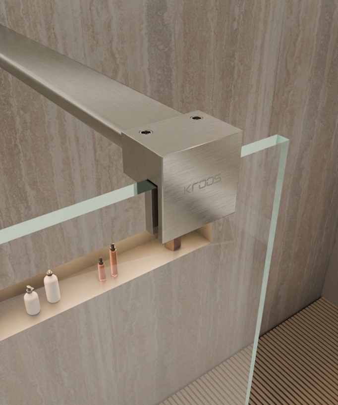 Lixa - Paroi de douche fixe en verre transparent nickel brossé