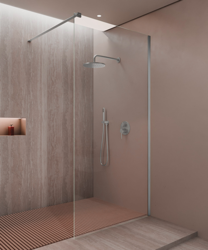 Lixa - Paroi de douche fixe en verre transparent nickel brossé