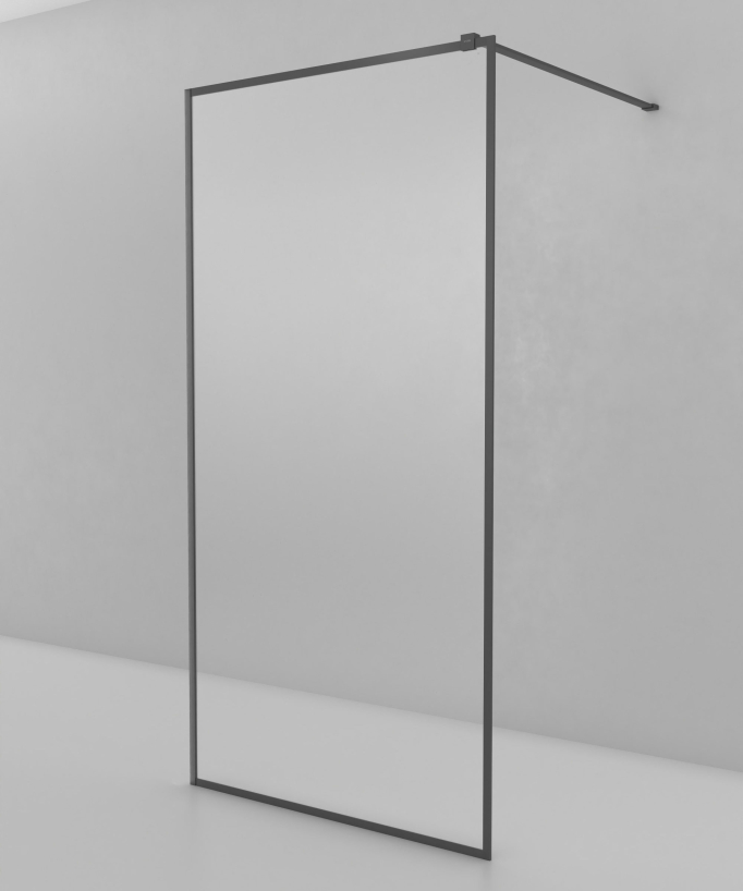 Evora - Paroi de douche fixe en verre transparent, cadre gunmetal