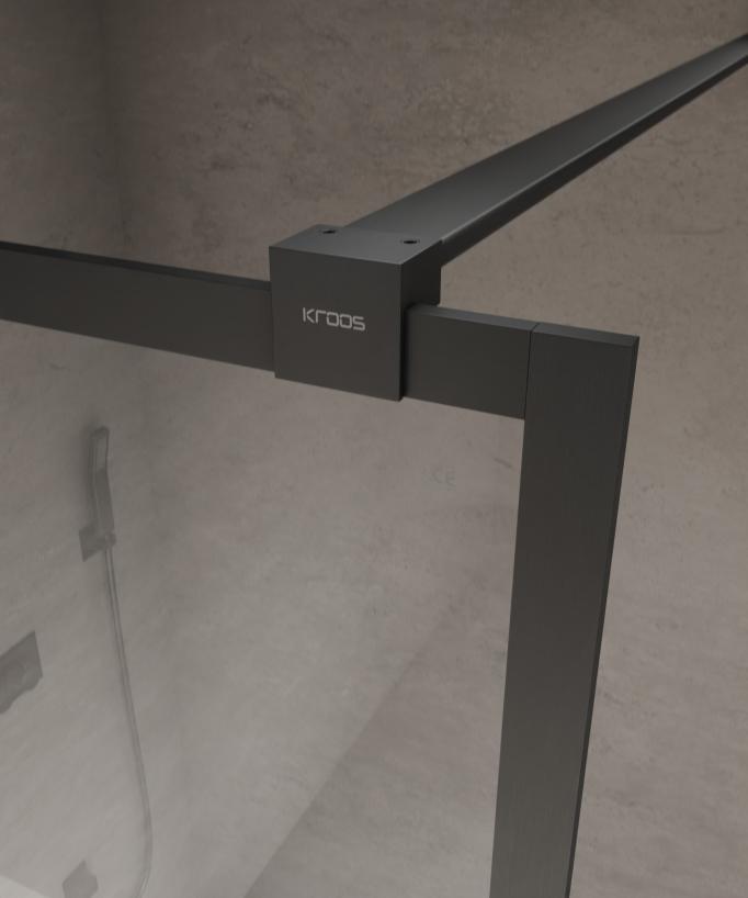 Evora - Paroi de douche fixe en verre transparent, cadre gunmetal