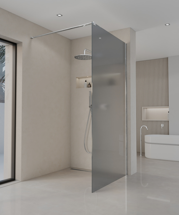 Seia - Paroi de douche verre fumé avec profilé chromé