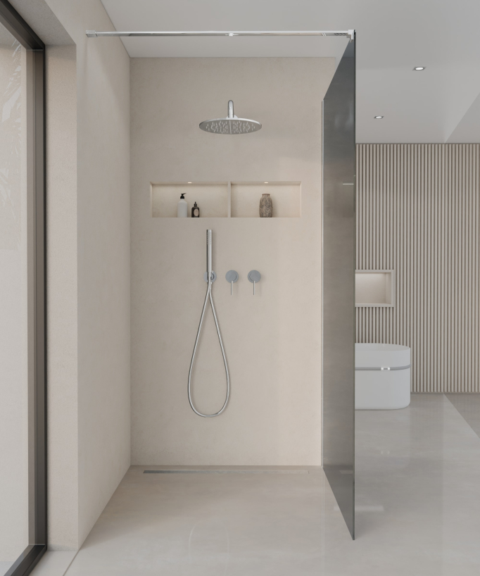 Seia - Paroi de douche verre fumé avec profilé chromé