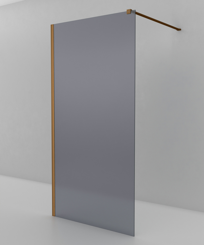 Seia - Paroi de douche fixe verre fumé profilé bronze