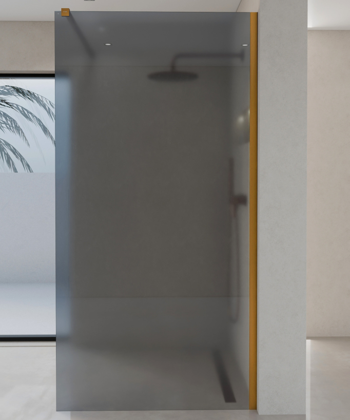 Seia - Paroi de douche fixe verre fumé profilé bronze