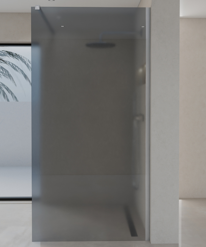 Seia - Paroi de douche fixe verre fumé profilé nickel brossé