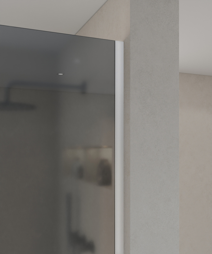 Seia - Paroi de douche fixe verre fumé profilé nickel brossé