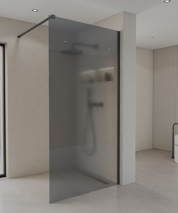 Seia - Paroi de douche fumée fixe avec profilé gunmetal